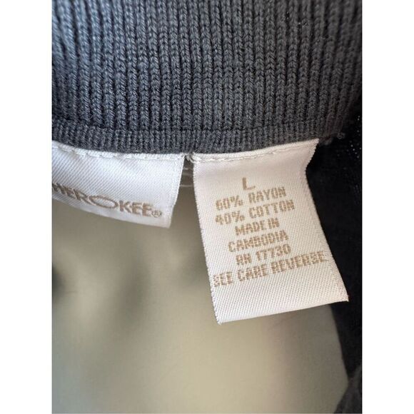 Cherokee L grey gray button up women’s sweater shirt long sleeve - Picture 3 of 3